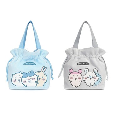 PG x 吉伊卡哇 絨布束口手提袋-藍色/灰色