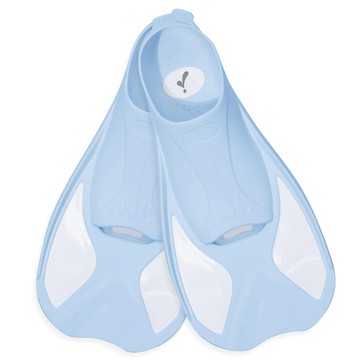 It's Life  自由潛水 藍色短蛙鞋 + 網袋 + 造型固定器 2入組  XXS  淡藍色