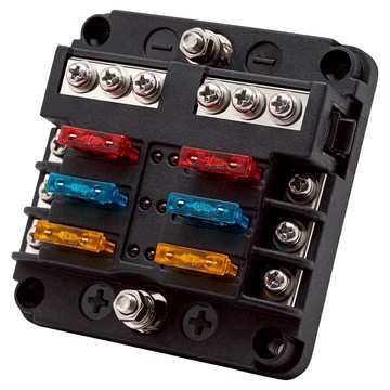 保險絲盒 6P 送保險絲，尺寸88*88*37mm  1個  黑色