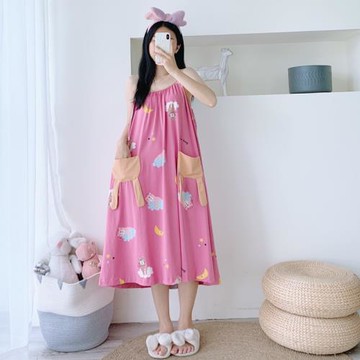 純棉性感加長無袖睡裙夏季加肥大碼吊帶連衣裙超長孕婦胖MM家居服