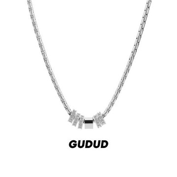 官方正品圓環轉運珠項鏈男生鈦鋼輕奢小眾高級感鑲鉆鎖骨鏈送男友