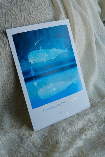 雷射畫卡 15x21cm (A5) - BlueWhale and Shooting Star