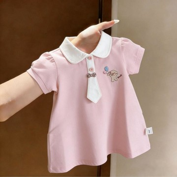 Mimo⭐超萌夏季穿搭女童學院風領帶POLO裙兒童卡通可愛時尚公主裙