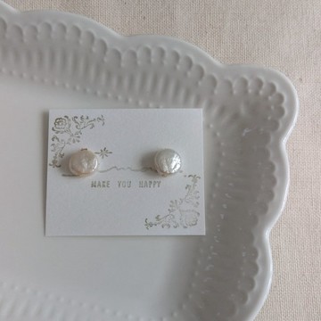 14KGF 淡水硬幣珍珠 簡約高雅耳環