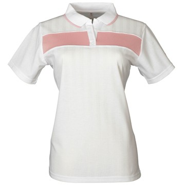 LV7917 女吸濕排汗短袖POLO衫(白/粉紅)