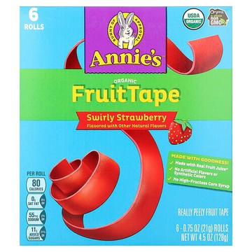 Annie's Homegrown, FruitTape，漩渦草莓，6 卷，4.5 盎司（128 克）
