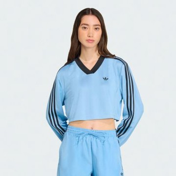 【adidas 愛迪達】 ADICOLOR FOOTBALL 短版長袖上衣 女 - Originals JV9738