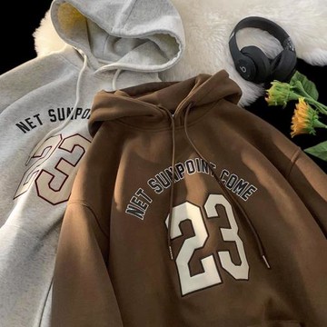 字母刺繡連帽衛衣男美式復古oversize上衣春秋季潮牌寬松重磅外套