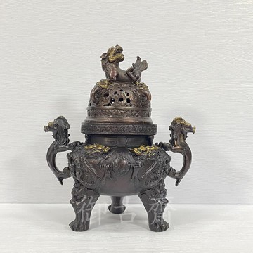 新品上市!!精選紫銅 精雕工藝 天狗爐 淨香爐 貔貅雙耳 雙龍搶珠 香爐 香道 養身禪坐 祈神禮佛 佛具用品 1006