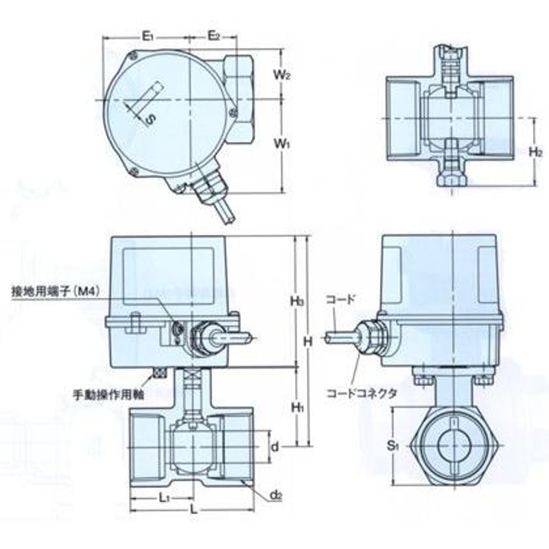 エスコ(esco) Rc1-1/4''電動式ボールバルブ(AC100V/ステンレス