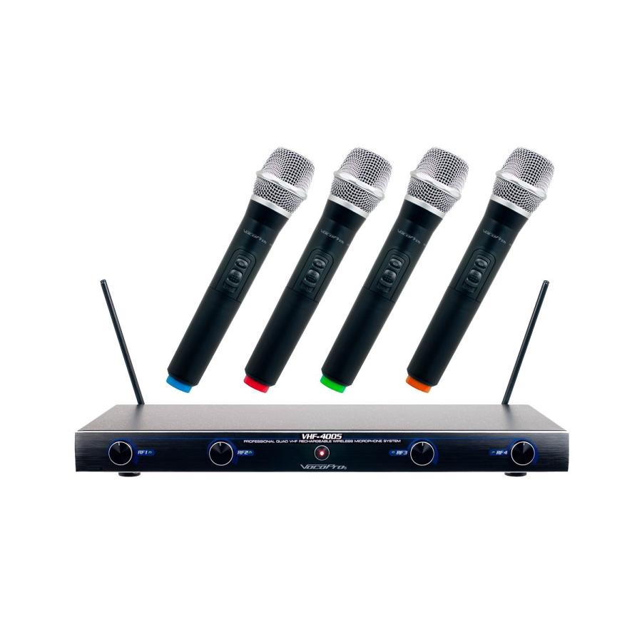 VocoPro VHF-4005 SET-2 Professional Quad Rechargeable VHF Wireless Microphone System by VocoPro