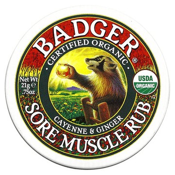 Badger, 肌肉酸痛舒緩膏, 辣椒&生薑, 0.75盎司（21克）