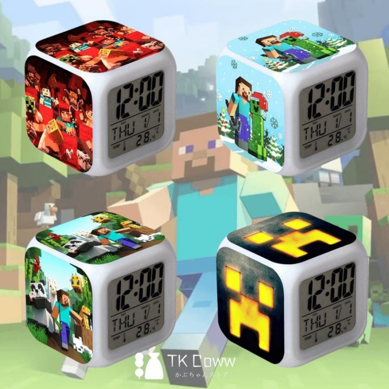 Minecraft クリーパー TNT Steve 目覚ましライト 大音量 デジタル クロック アラーム 多色ムード マインクラフト グッズ 目覚まし時計  マインクラフトグッズ | LINEショッピング