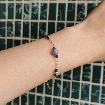 【Veverka】勾勒 - 水晶手鍊 漸層水晶 青金石 藍月光