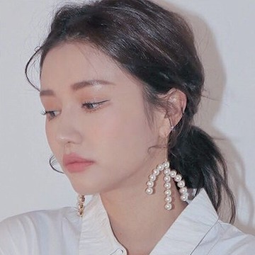 PS Mall 韓系個性誇張幾何閃鑽樹杈珍珠耳環時尚百搭爪形長款流蘇耳勾耳飾 【G074】