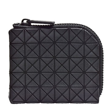 ISSEY MIYAKE 三宅一生BAOBAO霧面幾何方格L型拉鍊零錢包(黑色)
