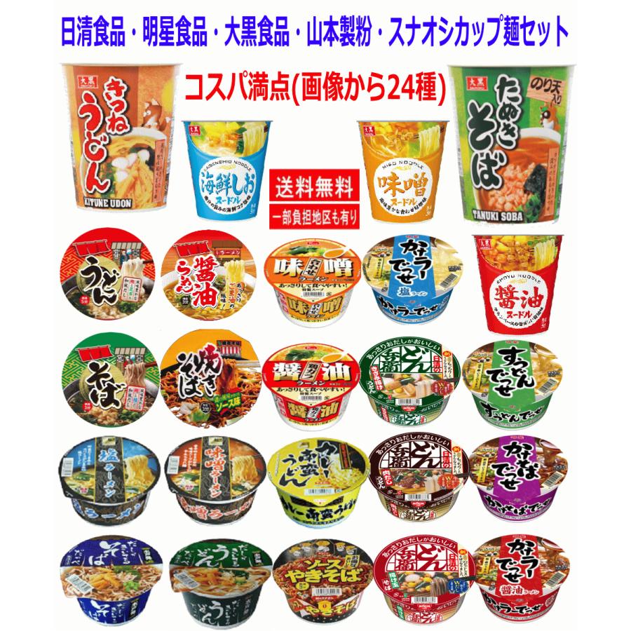 インスタントラーメン カップラーメン 五大( 日清食品 明星食品 大黒食品 スナオシ 山本製粉 )メーカー カップ麺 コスパ満点 24食セット関東圏送料無料