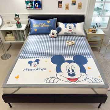 跨境數碼印花正版授權大版卡通冰絲席二三件套夏涼席子空調席批發