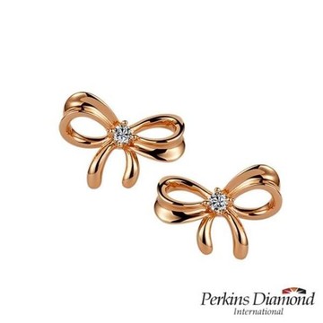 PERKINS 伯金仕 蝴蝶結系列 18K玫瑰金鑽石耳環