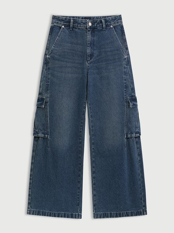 女裝 純棉寬鬆牛仔褲-深色水洗