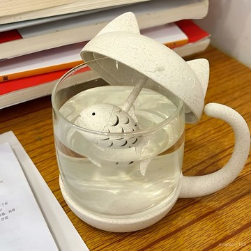 🍀臺灣出貨🍀紅書衕款創意貓咪水杯茶水分離馬克杯茶水杯辦公室ins可愛玻璃杯禮物