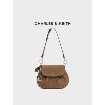 CHARLES&KEITH25冬新品CK2-20671821-1翻蓋式絨面單肩包掛小豬包