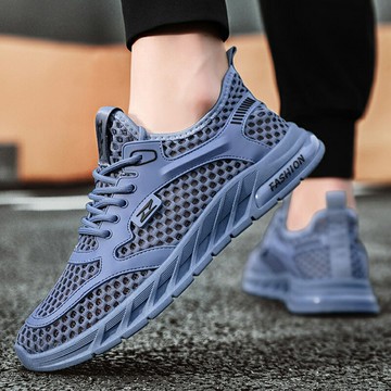 男士夏季運動鞋 透氣網面包頭涼鞋鏤空輕便運動跑步洞洞鞋男