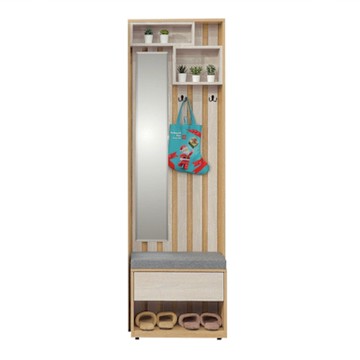 文創集 達斯2尺鏡面高玄關屏風座鞋櫃-60x37x194cm免組