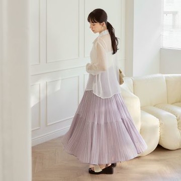 OB嚴選中大尺碼-鬆緊腰蛋糕層次百褶紗裙《CA3137》