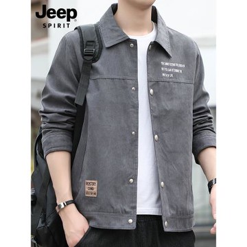 JEEP SPIRIT吉普外套男春秋季休閑寬松男士上衣翻領工裝夾克男裝
