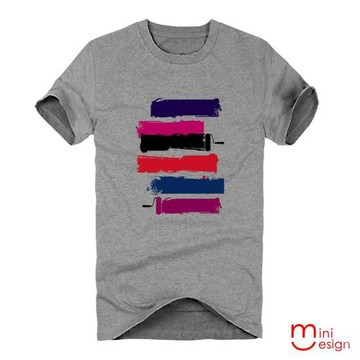 Minidesign-橫條紋漆畫潮流設計短T 五色