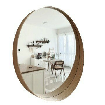 實木浴室鏡子洗手衛生間洗漱臺廁所壁掛圓形大鏡子桌面梳妝鏡定制[DD150110]