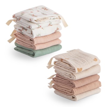美國 Mushie 有機棉紗布手帕5入(多款可選)口水巾|紗布巾|澡巾