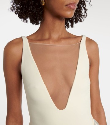 David Koma Fringed asymmetric cady gown