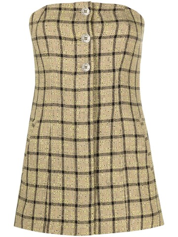 GANNI - checked organic cotton-blend top - women - Organic Cotton/Cotton/Elastane/Polyester - 36 - Neutrals