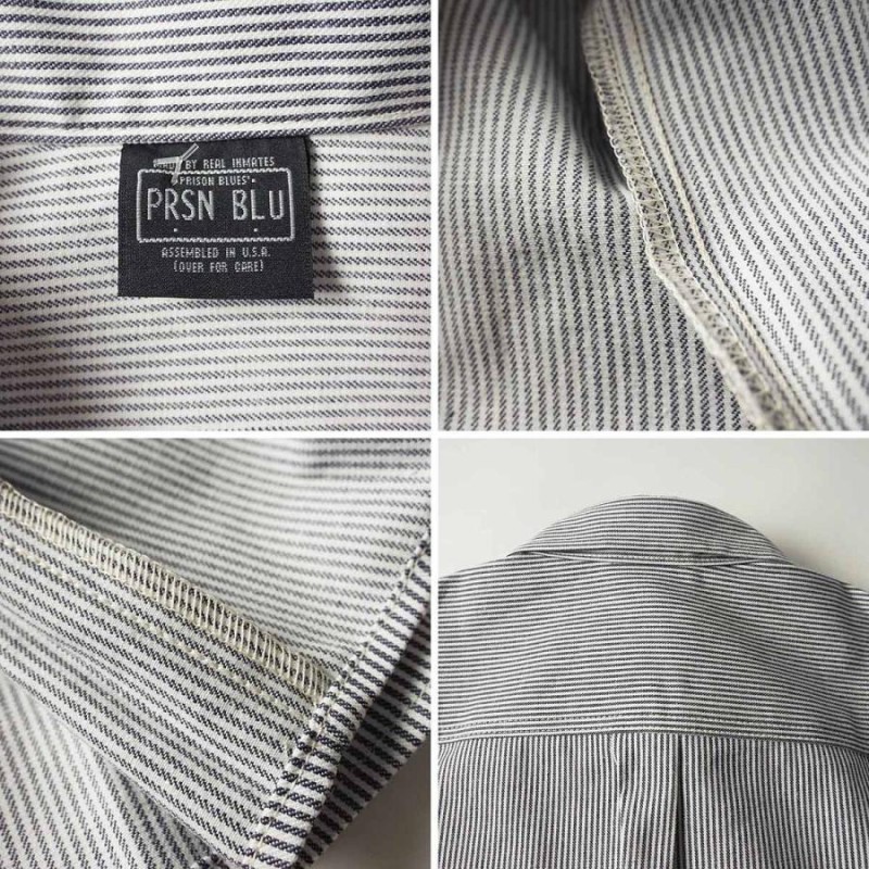 プリズンブルース PRISON BLUES 半袖 8オンス ヒッコリーストライプ ワークシャツ アメリカ製 米国製 HICKORY STRIPE  WORK SHIRT | LINEショッピング