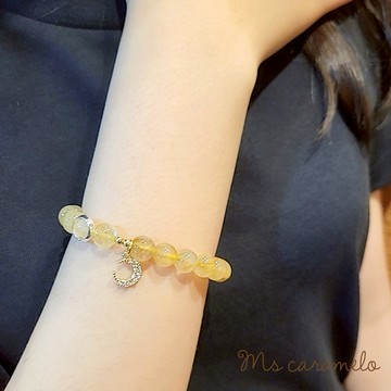 送禮物 [現貨商品]【焦糖小姐 Ms caramelo】黃髮金水晶手鍊 黃色髮晶&月光石 璀璨月光