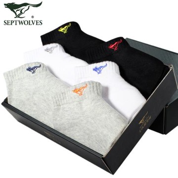 6雙盒裝七匹狼男士船襪男襪子純棉短襪淺口襪吸汗透氣全棉運動襪