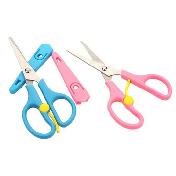 有蓋學生安全剪刀  圓角勞作剪刀 美勞剪紙用品文具
