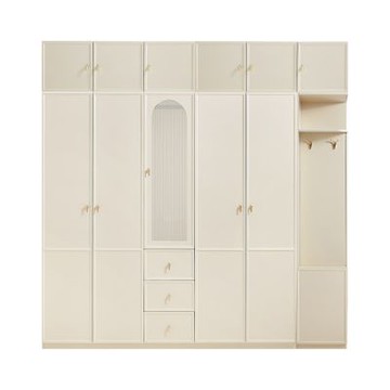 林氏木業奶糖系列2.4M五門衣櫃TO4D(附頂櫃及邊櫃)-(H014366142)