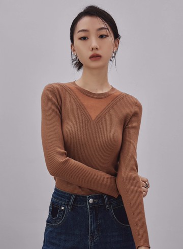 純羊毛微透膚針織上衣