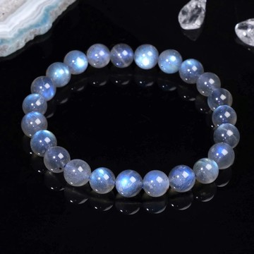 一圖一物│#392 8mm 藍光拉長石水晶手鍊 清透亮麗 灰月光石 飾品