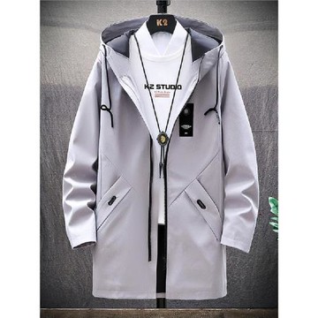 風衣男士休閑春秋季韓版潮流中學生寬松青少年外套中長款夾克衣服