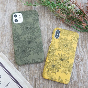 相容於所有型號智慧型手機殼【北歐風格花圓形】帆布斯堪的納維亞花BB06K