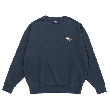 日本限定- 13oz  GOOSEY EMB CREW 寬版大學TEE /休閒上衣 / 藍 - 正面圖案刺繡 藍色-M號