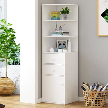 臥室客廳多功能墻角柜帶抽屜多層落地置物三角邊柜角落墻角小書架