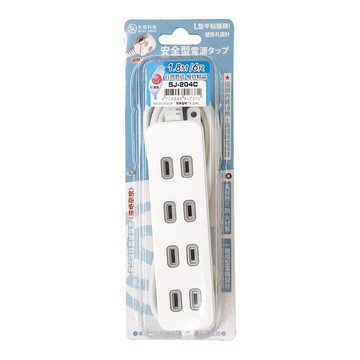 SUN JAKE 永旭電工 2P安全延長線組 4孔 SJ-204C  1.8m  1條  白色