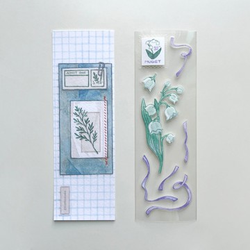 銀色櫻花印章貼紙 - 植物系列