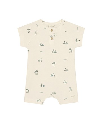 摩托車米色短袖連身寬褲86cm