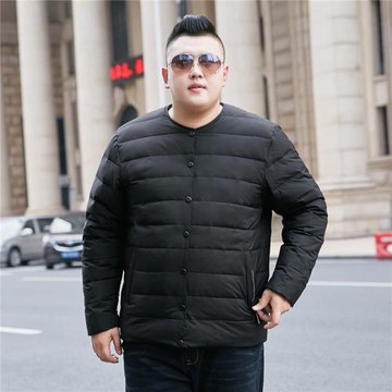 大碼羽絨服內膽男胖子肥佬特體內穿保暖中老年人爸爸裝短款無領厚